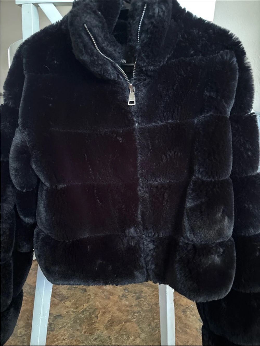 Fashion Nova Black Faux Fur Zip Jacket